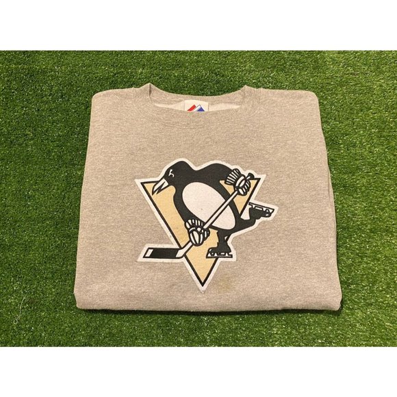 Y2K Yellow & Black Pittsburgh Penguins NHL Ice Hockey Graphic Printed T-Shirt XL